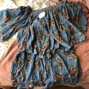 Blue Floral Matching Set